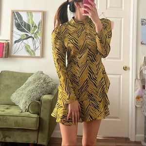 Rahi Mustard Zebra print dress